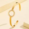 18K Gold Plated European Retro Sunflower Open Bangle Bracelet In Stainless Steel