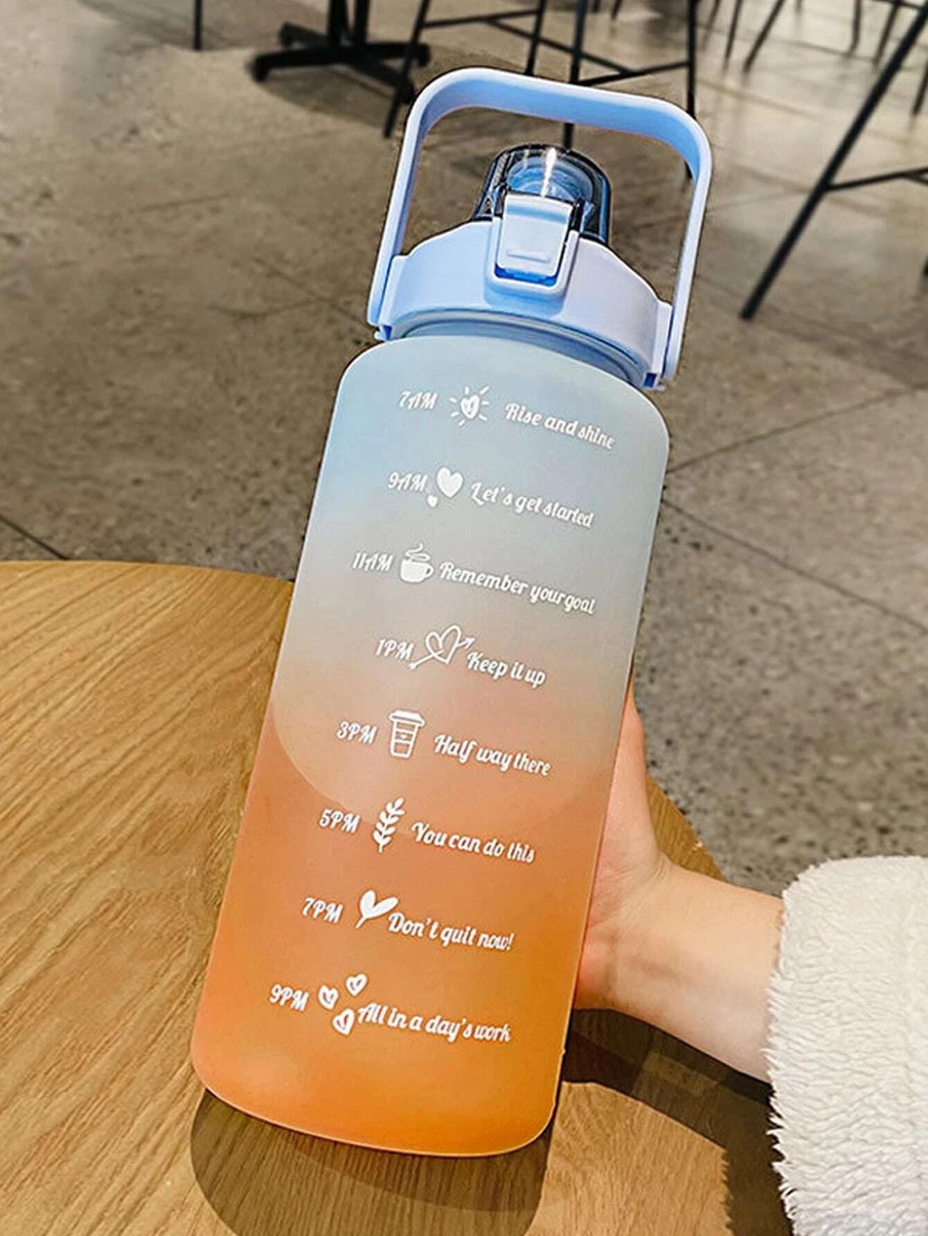 

Бутылка для воды градиентного цвета 2000 мл, спортивная бутылка для воды большой емкости, вдохновляющая бутылка для воды для занятий фитнесом на открытом воздухе со шкалой времени 2.0L