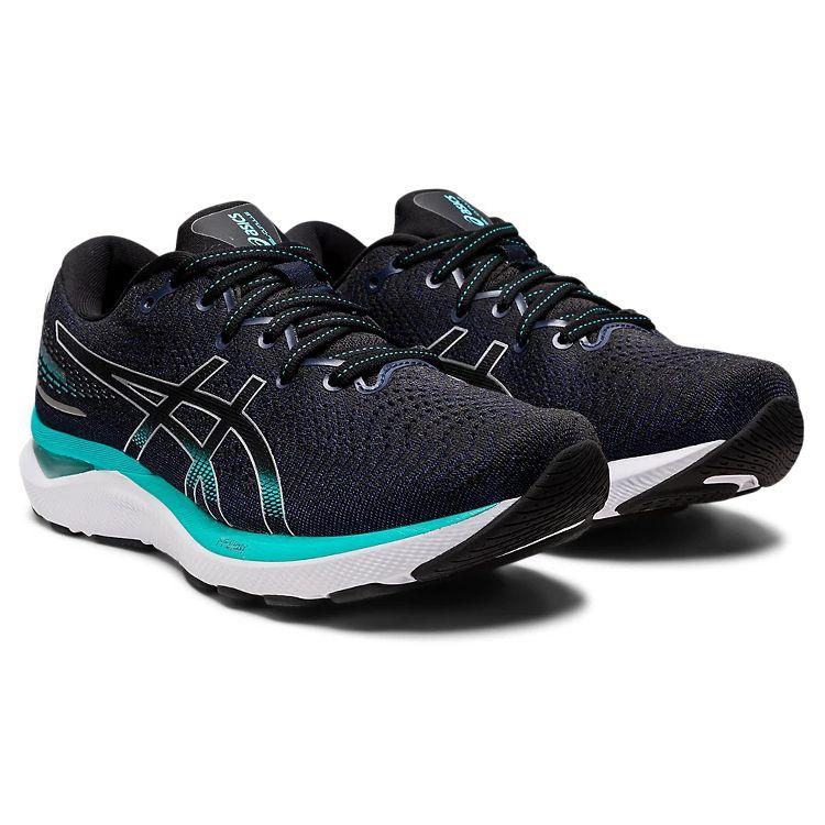 Asics Gel Cumulus 24 Black Teal Women Sneakers Pure-Silver 1012B206-003