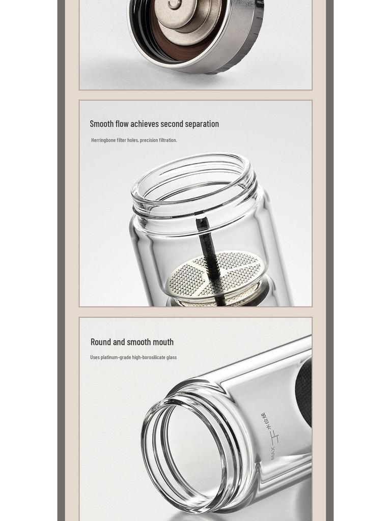 Exquisite Men's Double-Layer Titanium Insulated Tea and Water Separation Cup – Thickened, Anti-Scald, Luxury Gift