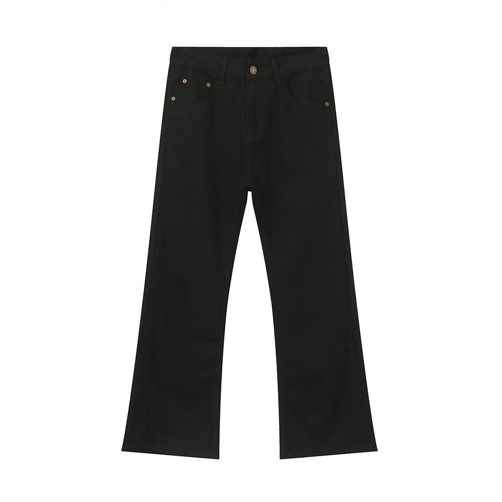 | cleanfit basic thin and slightly pulled solid color floor pants simple jeans tide