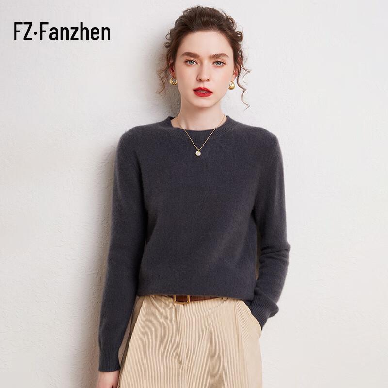 Fanzhen Women's 100% Cashmere Round Neck Sweater