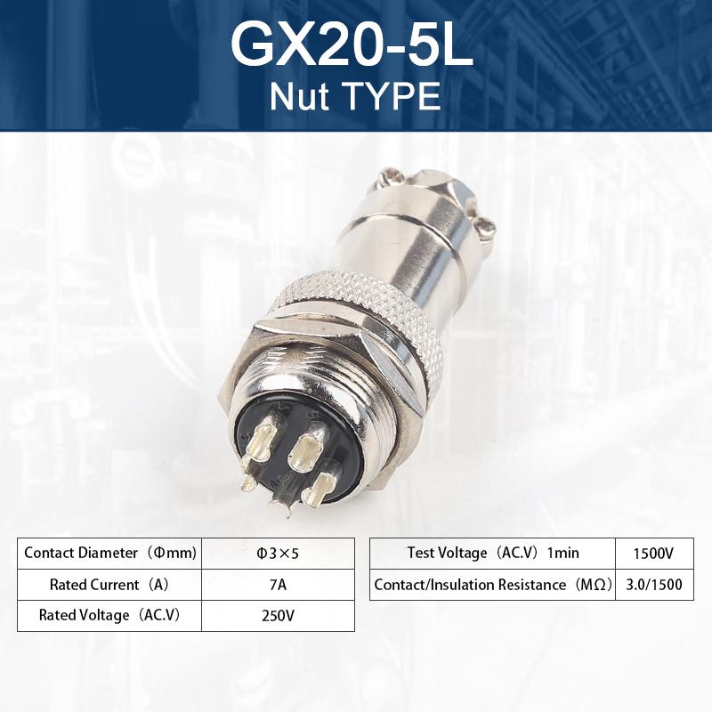 GX20 Nut Type  Male &Female Aviation Plug Socket Connector 2/3/4/5/6/7/8/9/10/12/14/15 PIN Cable Joint  Aviation Plug Connector