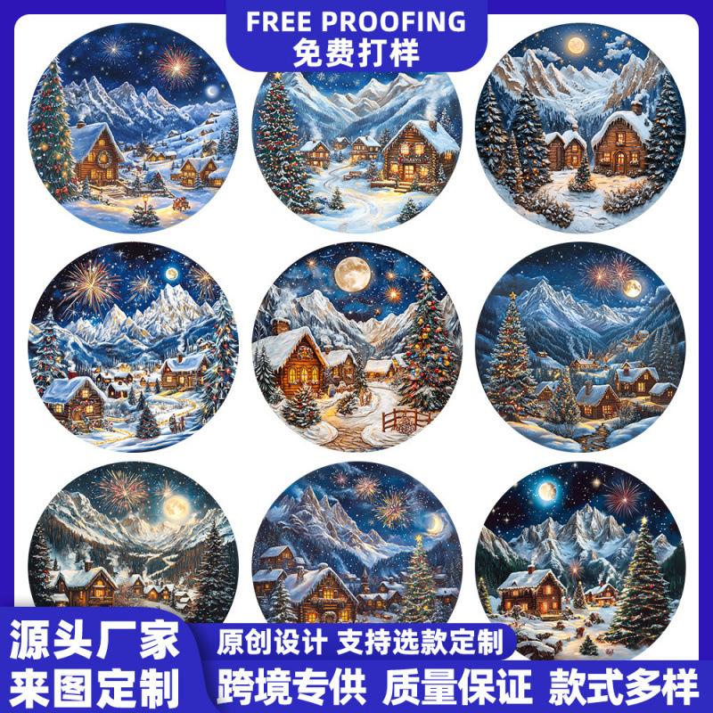 Wooden Puzzle Christmas Snow Scene Small Animal Shape Puzzle Flat Wooden Puzzle