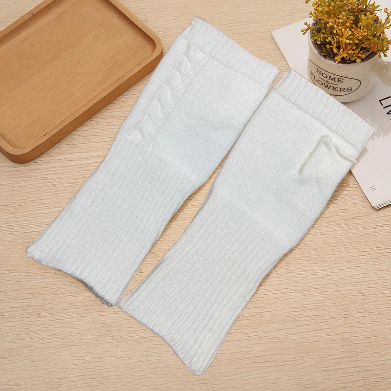 

Однотонные вязаные перчатки с полупальцами, женские простые милые шерстяные теплые студенческие толстые шерстяные перчатки без пальцев для пар белый