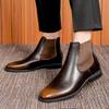 Men Chelsea Boots Genuine Leather High Top Ankle Shoes Pointed Toe Brand Retro Comfortable Big Size 47 48