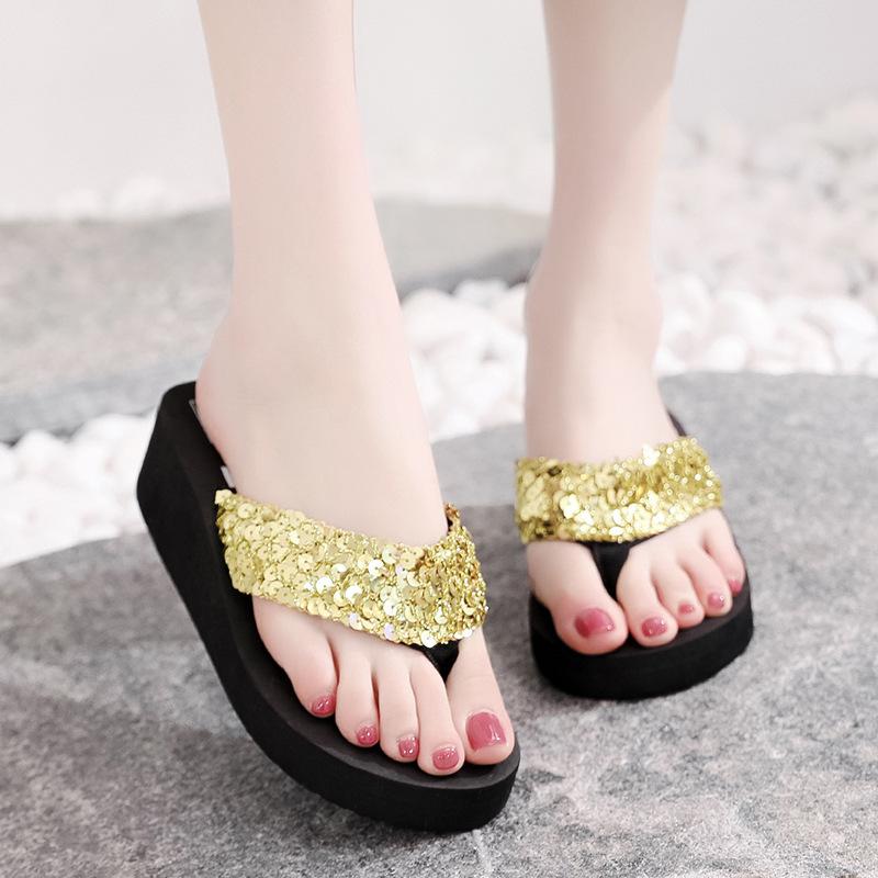 Fashion Slope heel sandals for women 2025 new summer women's flip flops small and thick soled slippers
