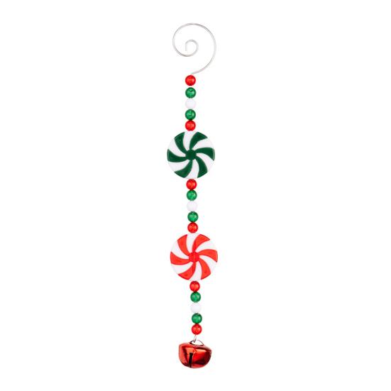 Yousheng Christmas Tree Pendant Red White Candy Cane Design Hanging Pendant with Bells Candy Bars Beads Christmas Party Decoration