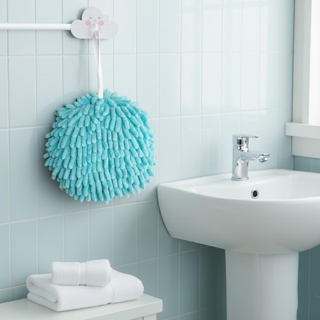 

Absorbent Hand Towel for Kitchen and Bath Hanging Cleaning Cloth Creative Design Household Wipe Ideal for Daily Use синий