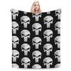 Punisher Skull Grunge Blankets Fleece Printed  Multi-function Warm Throw Blankets for Sofa Car Bedding Throws