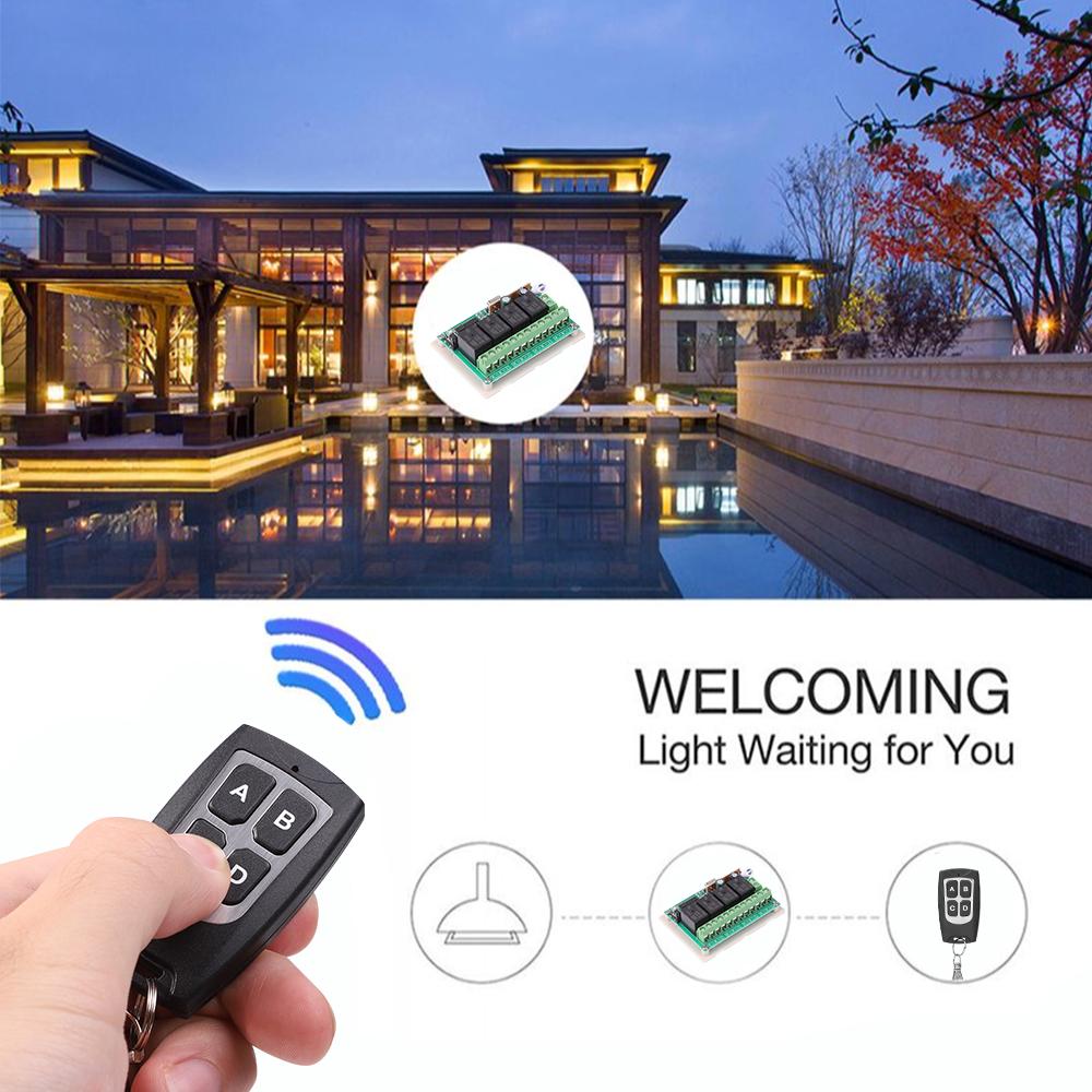 433Mhz RF Remote Control Circuit Universal Wireless Switch DC 6V 12V 4CH Rf Relay Receiver and Keyfob Transmitter for Garage