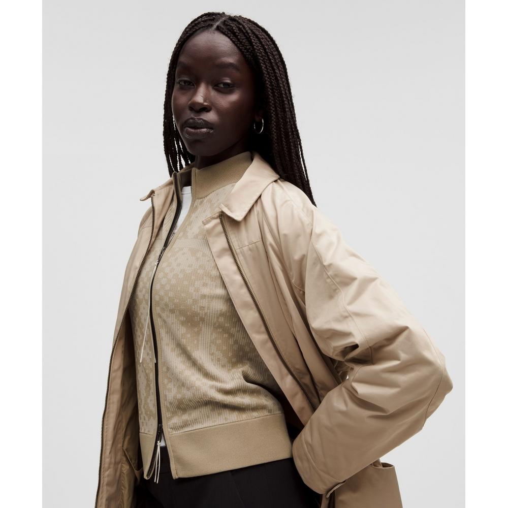 Lululemon Taffeta Removable Hood Long Jacket  Slnsh Collection Mojave Tan