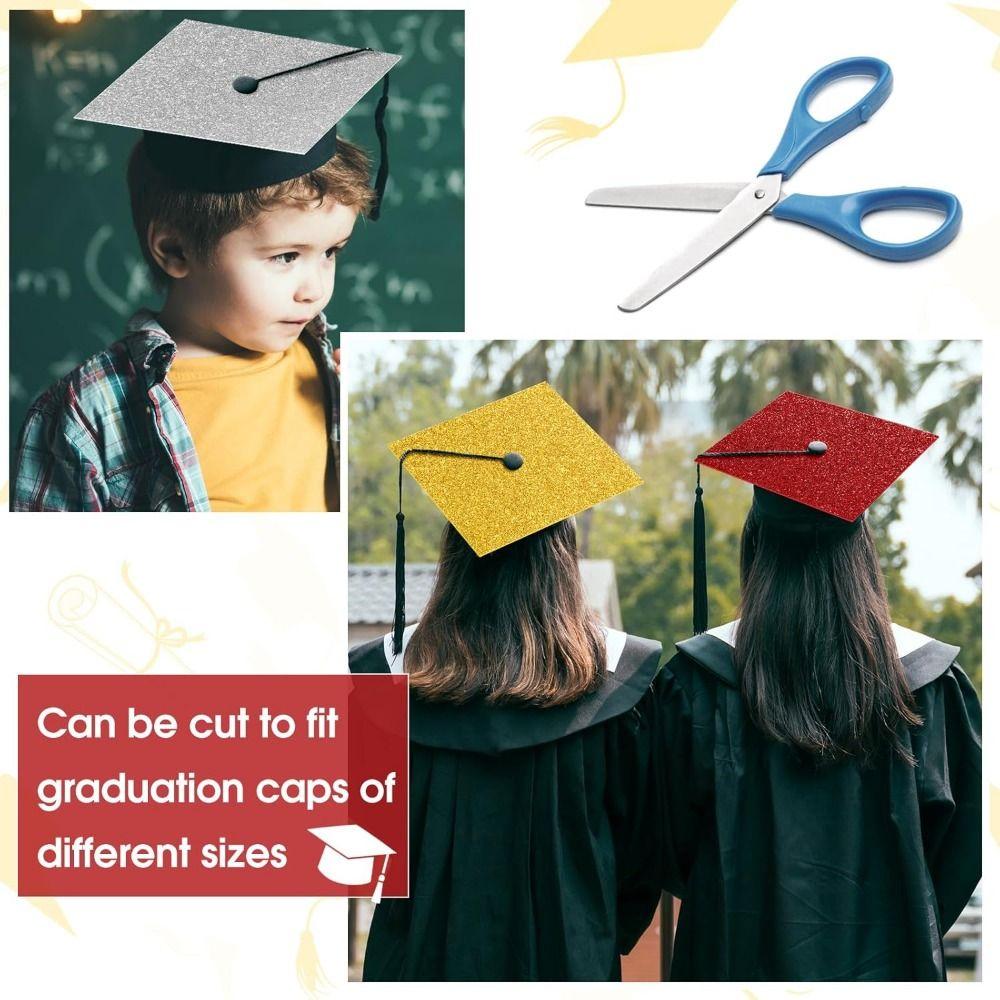 10 Sheets Shiny Grad Cap Decorations Creative Glitter Foam Paper  Student Supplies