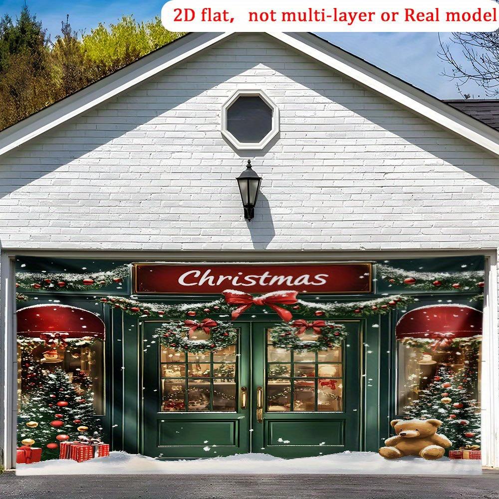 1Pcs Christmas Shop Festive Storefront Garage Decoration Background Xmas Backdrop Decorations For Photo Studio Booth Party