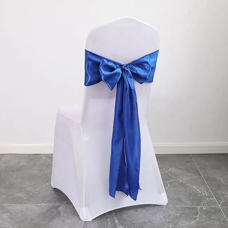 10/50pcs Satin Chair Sash Bows Chair Cover Ribbons For Wedding Banquet Party Baby Shower Event graduation ceremony Decoration