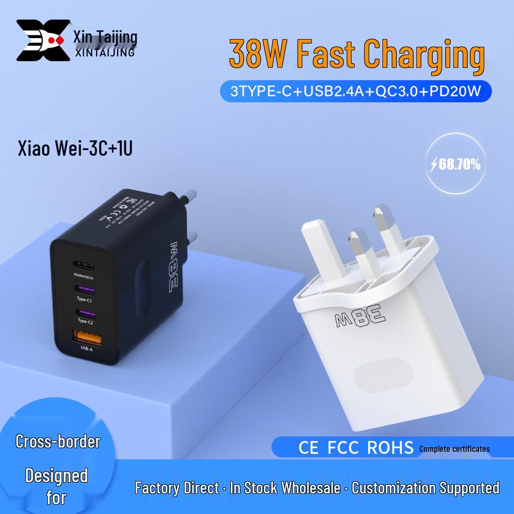 Universal Multi-Port USB Travel Charger with 12 Adapters - 38W Fast Charging for EU, US, UK Devices