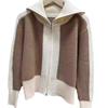 Contrasting Color Splicing Lapel Sweater Jacket Cardigan Women's New Design Double-ended Zipper Knitted Sweater Tide