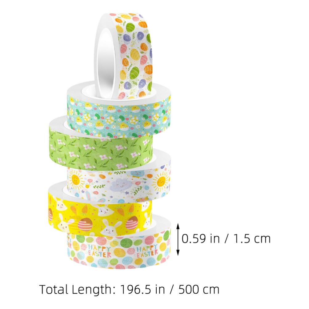 SEWACC Easter Masking Tape Set Washi Paper Stickers Spring Bunnies Decorative Adhesive Tape DIY Assorted Colors 5m Length x 15mm Width Perfect for