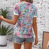 Ladies Summer Short Sleeve O Neck Flower Printed Pullover T Shirt Top
