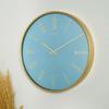 Muyika Pino Real Glass 42 cm Silent Mechanism Wall Clock, Blue Gold, Crema Gold, Colorful Wall Clocks, Home Design, Modern Wall Clocks