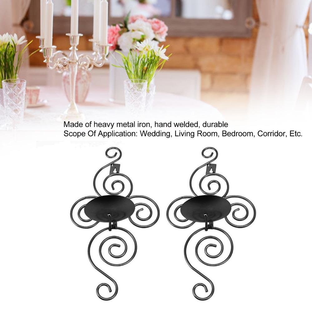 2pcs Iron Foldable Wall Candle Holder 7.48*13.98 in Black Golden White Wall Mount Candle Rack Swirl Pattern