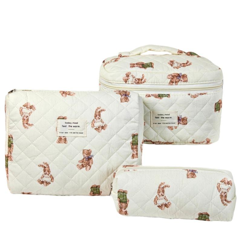 Large Capacity Travel Cosmetic Bag Portable Polyester Cotton Toiletry Bag Multifunctional Storage Pouch for Makeup Toiletries Business Trip
