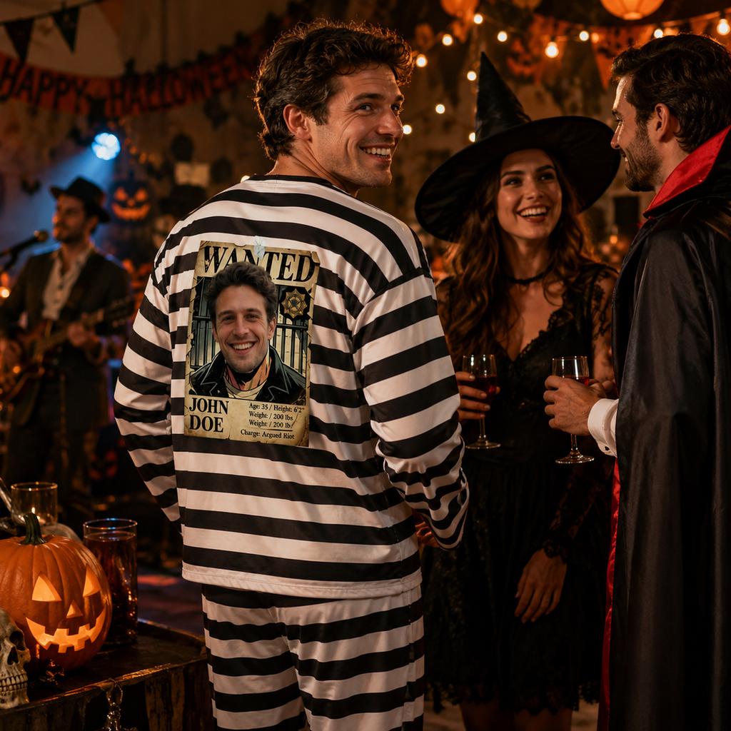 Unisex Halloween Prisoner Costume with for Adult Party Costume