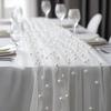 0.75*3M Table Flag Semi Transparent Gauze Mesh Table Runner Sheer Drapes Pearl Tulle Wedding Arch Drapes Wedding Party