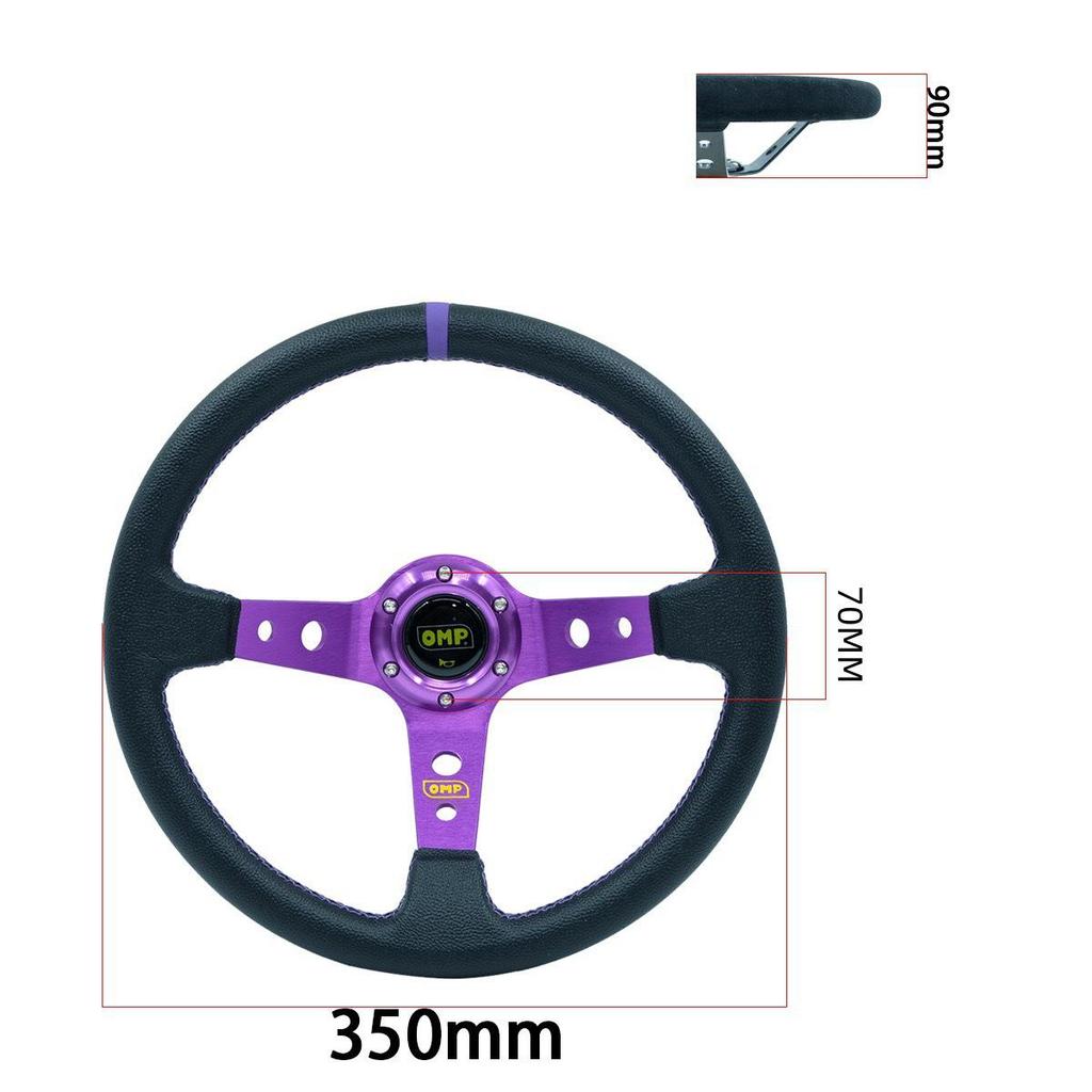 Volante da Corsa in PVC da 14 Pollici, 350mm con Finitura a Grana di Litchi, Montaggio Universale