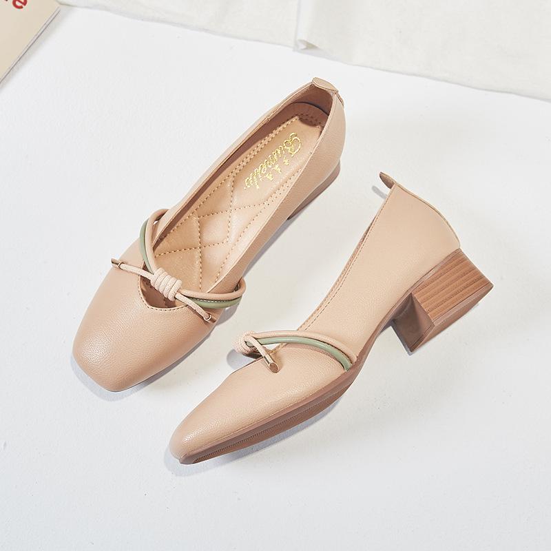 2025 Spring and Autumn New Medium Heel Early Autumn Autumn Shoes Late Evening Gentle Women's Shoes Mary Jane Grandma Shoes