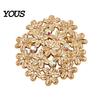Secure Clasp Brooch Flower Embellished Pin with Rhinestones, Floral Shape Badge Long-lasting Strong Buckle, Lapel for Coats Shirts Bags Metal