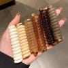 4Pcs Small Spiral Hair Coils Women Solid Color Phone Cord Ponytail Holder Strong Grip Waterproof Hair Ties