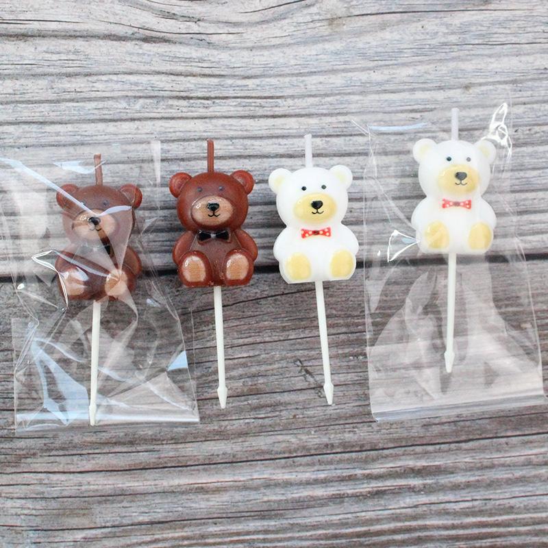 Bag Cartoon Couple Little Bear Candles INS Style Creative Candle Bow Tie Party Dressing Supplies