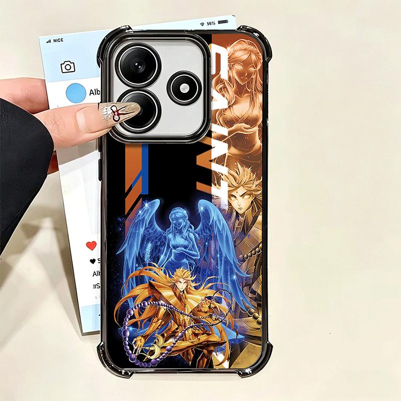 Anime S-Saint S-Seiya Plating Phone Case For Xiaomi Poco X5 X6 X7 X8 Pro Max F8 Ultra F7 M8 M7 M5S Redmi 15C 15 14C 13C 13 X3 12