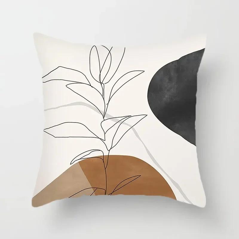 Taie d'oreiller de paysage Simple marron noir et blanc, décoration de dortoir, bureau, salon, canapé, maison