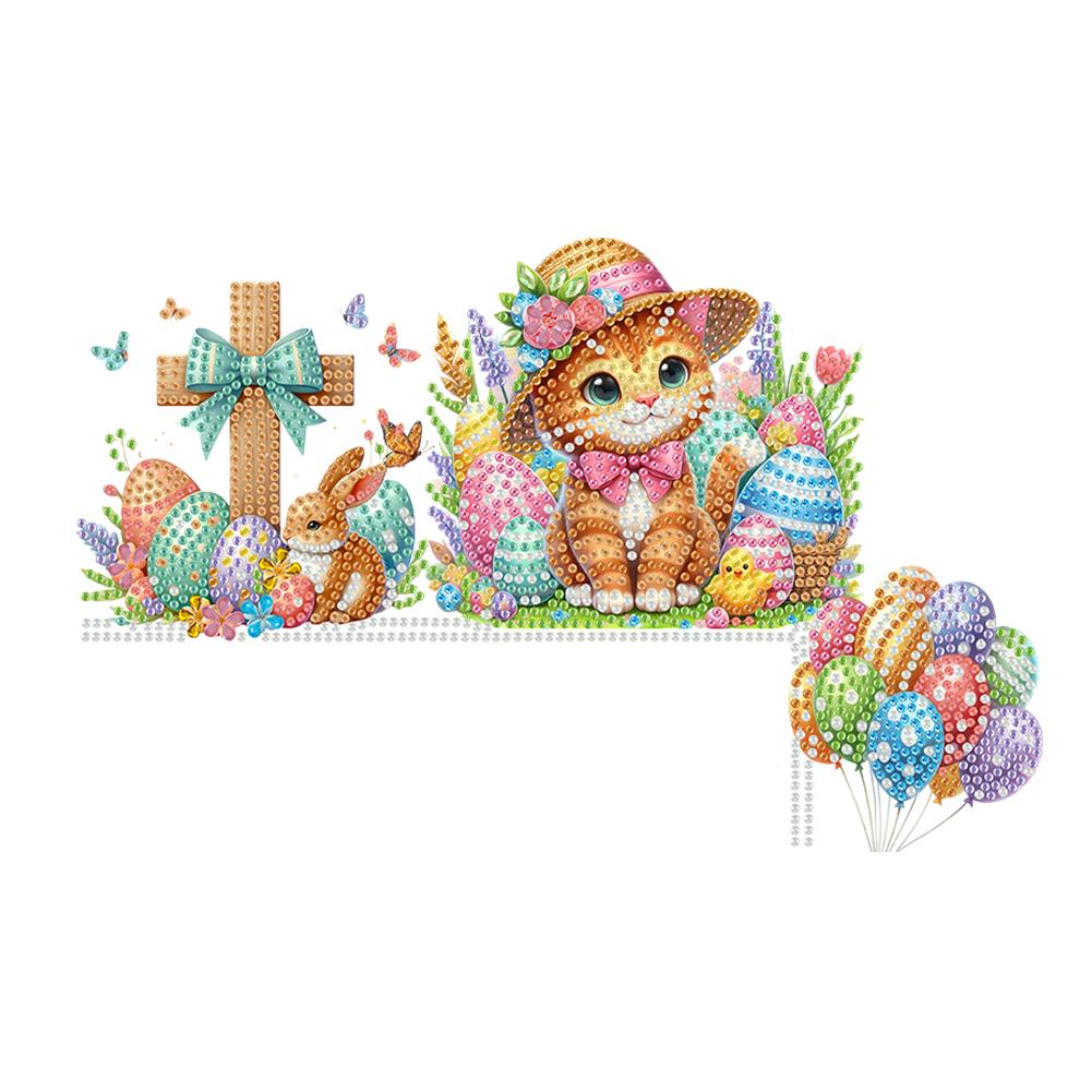 Easter Egg Gnome Rhinestone Door Frame Decor Diamond Art Door Right Angle Sign Wood Door Corner Decor for Indoor Outdoor Wall