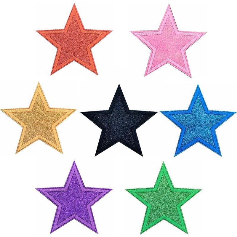 Glitter Star Embroidery Patch for Clothes, Bags, & Hats