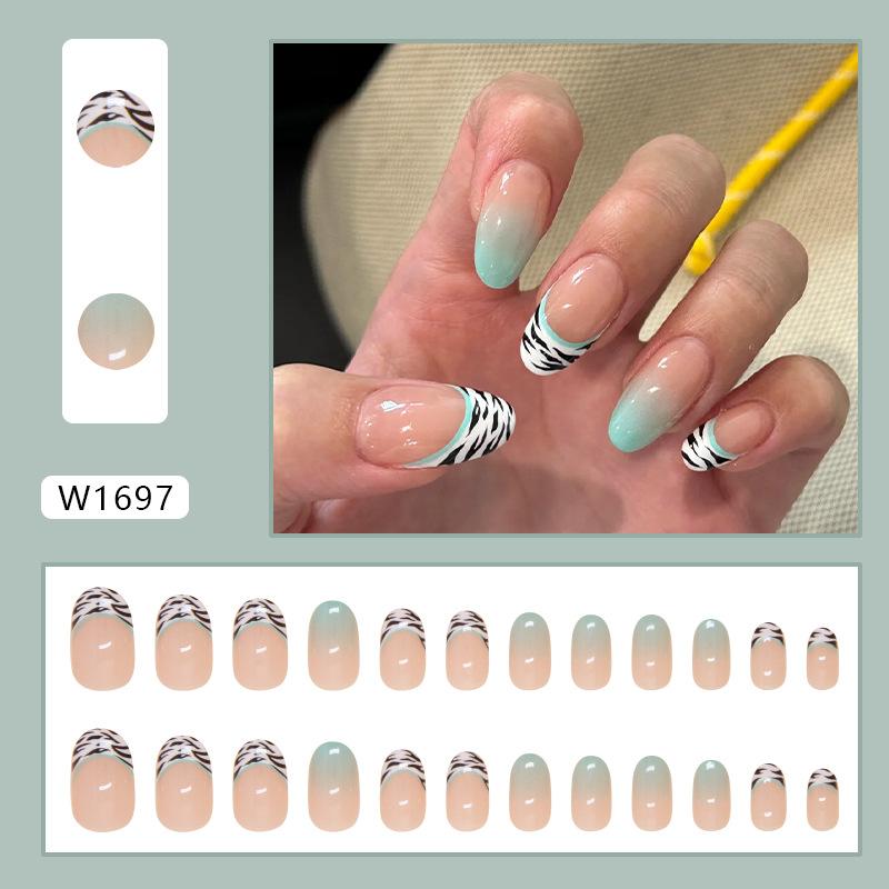 

Накладные ногти с леопардовым принтом, зеленые съемные накладки для ногтей, накладные ногти, простые накладки для ногтей, 24 шт.