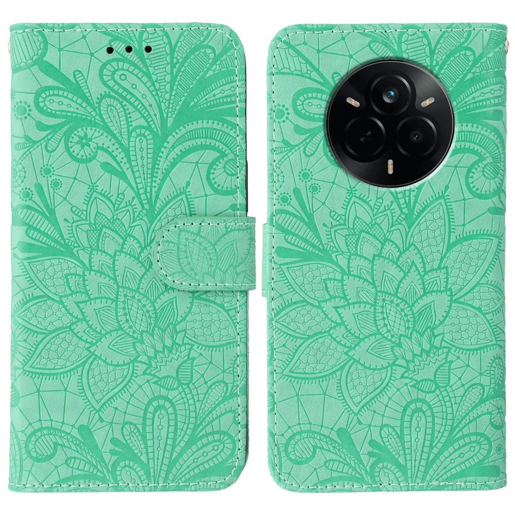 For Realme 14 Pro 5G Case Lace Flowers PU Leather Flip Wallet Phone Cover