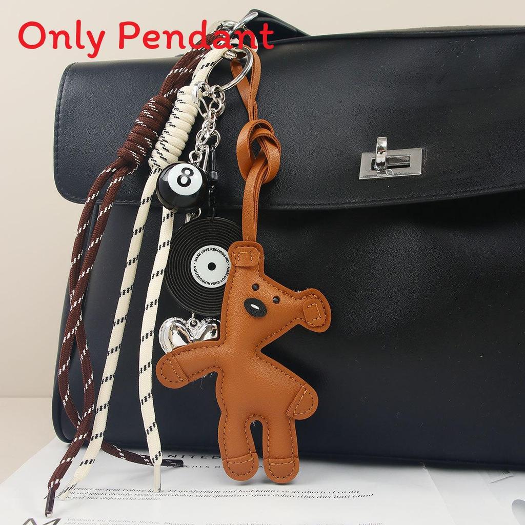 Miu Small Bear Keychain With Leather Teddy Bear Pendant For Casual Bags And Gifts