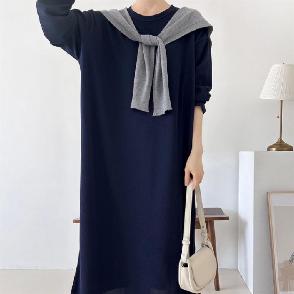 New Arrivals Open Run Women Ribbed Stretch Long Dress