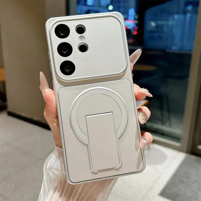 New Magnetic Bracket Phone Case For Samsung Galaxy S26 S25 S24 S23 S22 S21 Plus Ultra Magnetic Wireless Charging Protective Case