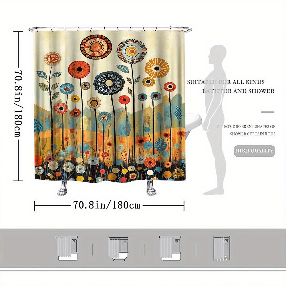 Shower Curtain: Colorful Abstract Flowers and Leaves for a Vibrant and Artistic Bathroom Decor