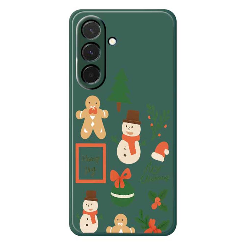 

For Samsung Galaxy A36 5G Case Christmas Snowman Pattern Printing Straight Edge TPU Phone Back Cover Green