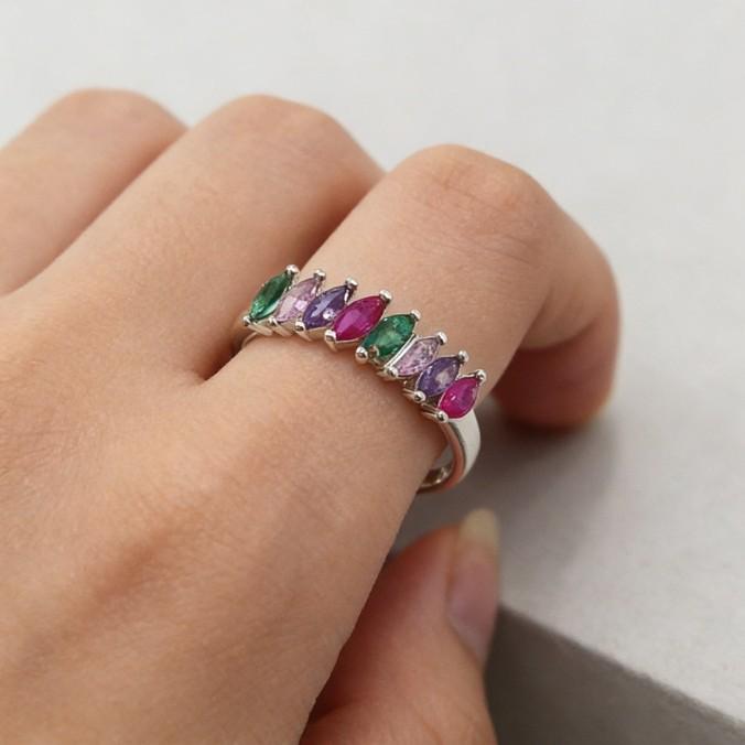 Earrings, Flash Colored Diamonds, Zircon Rings, Light Luxury, High-End Design Sense, Opening Adjustable Index Finger Ring, Versatile Temperament