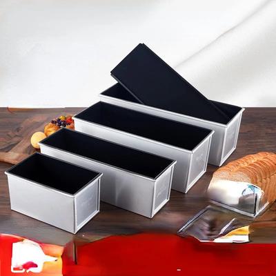 225g quadrato in lega di alluminio nero rivestimento antiaderente scatole per toast pane pagnotta stampo per torta strumento di cottura con coperchio