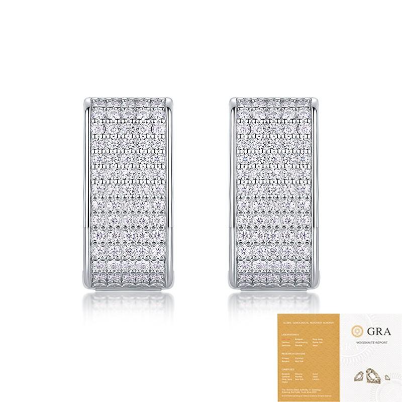 Elegant Geometric Hoop Earrings With Lab-Created Moissanite Stones Sterling Women Daily Wear