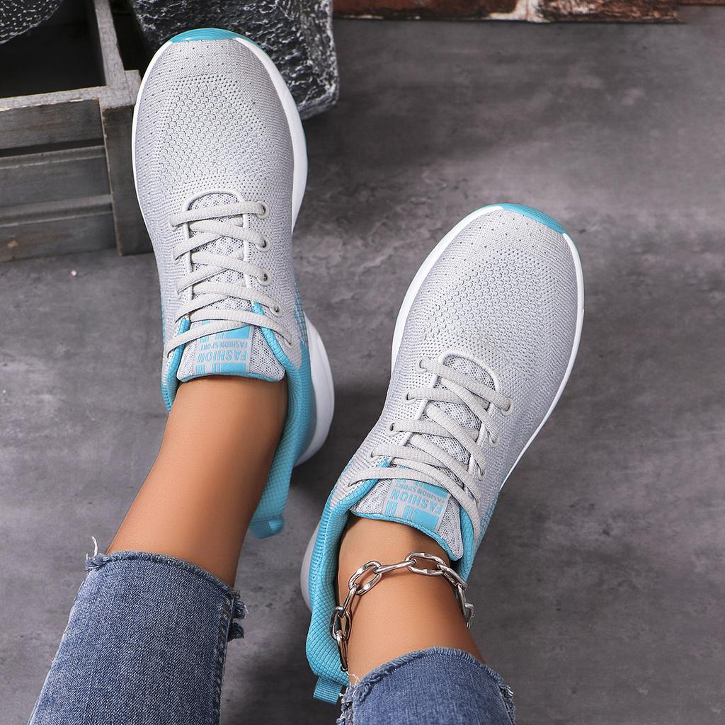 Women's Breathable Mesh Sneakers Fashion Air-cushion Running Sports Shoes Ladies Knitted Jogging Walking Shoes Anti-slip