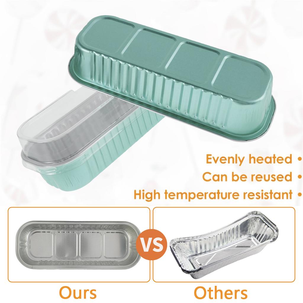 50Pcs Mini Loaf Pans with Lids and Spoons 6.8oz Rectangle Aluminum Foil Baking Pans Reusable Mini Bread Containers Muffin Tins