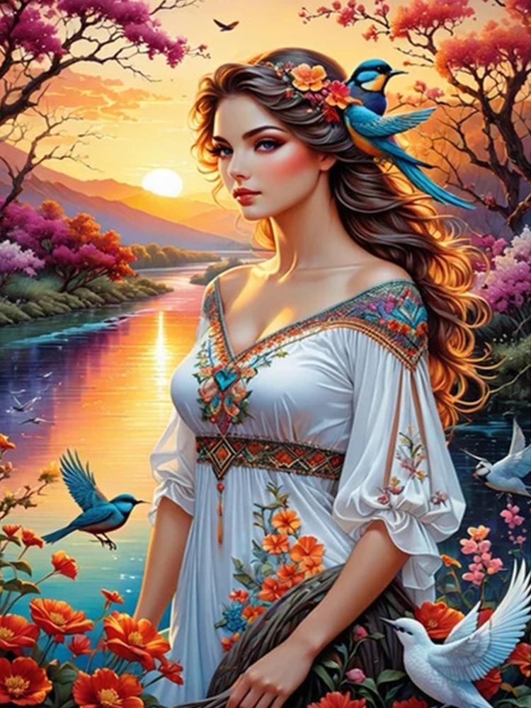 Beautiful Woman 5D Diamond Painting Sales Full Square Round Diy Jewelry Embroidery CrossStitch Embroidery Portrait Home Art